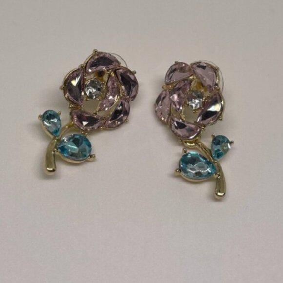 ⭐💍 FREE Baguette Flower Floral Hipster Plant Chic Glam Stud Artsy Hip Earrings - Picture 4 of 9